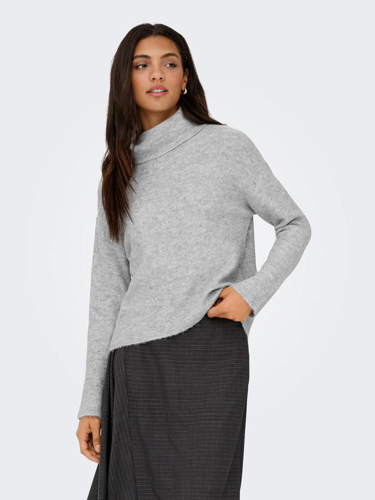 Γυναικεία μπλούζα γκλίτερ ONLARIZONA LS SEQUINS ROLLNECK PULL KNT 15358450 | 15358450