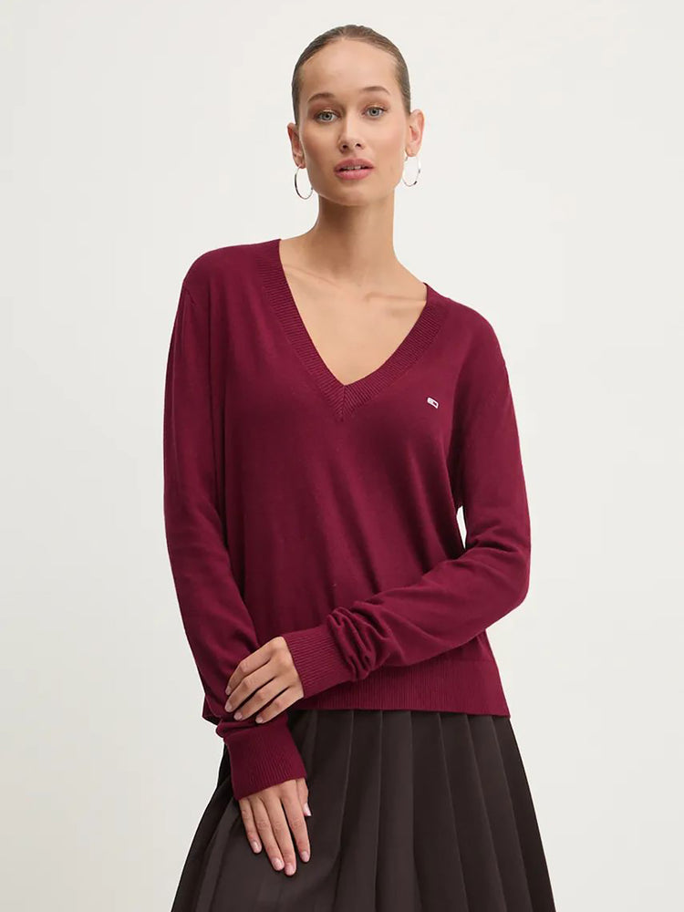 Γυναικεία μπλούζα πλεκτή TJW ESSENTIAL VNECK SWEATER EXT DW0DW18670V9Y | DW0DW18670V9Y