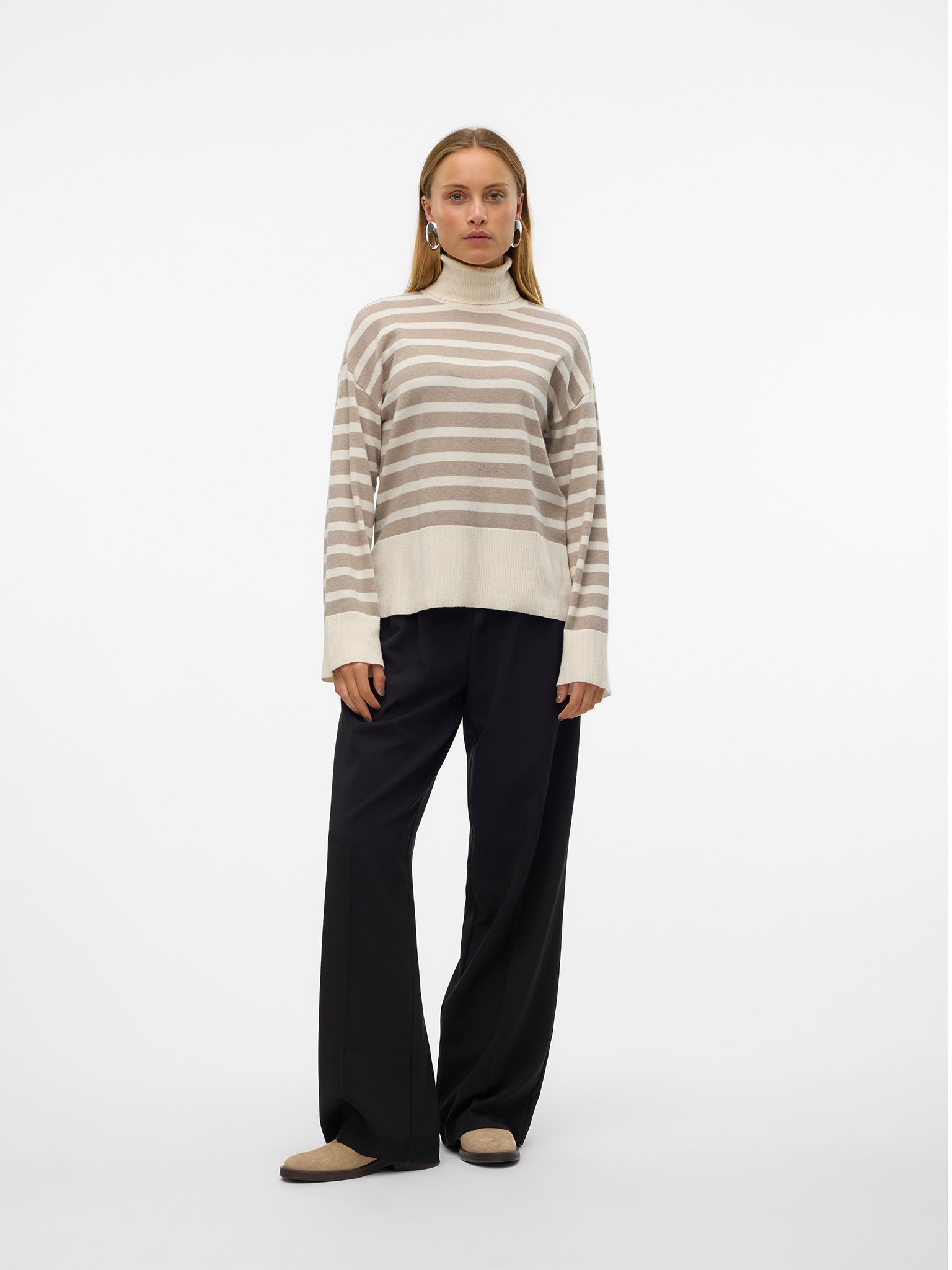Γυναικεία μπλούζα ριγέ VMFANTASTIC LS ROLLNECK PULLOVER GA BOO 10320629 | 10320629