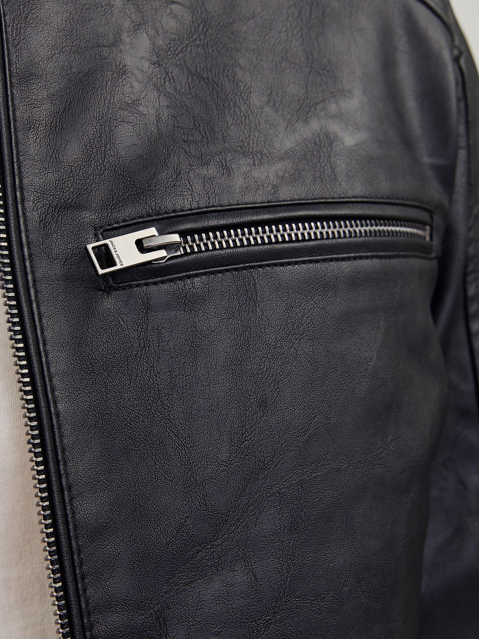 Ανδρικό μπουφάν δερματίνη JJEDYLAN PU BIKER JACKET NOOS 12261196 | 12261196
