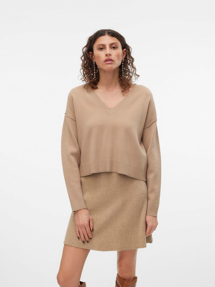 Γυναικεία μπλούζα πλεκτή cropped VMGOLD LINK LS V-NECK CROPPED PULL. 10311403 | 10311403