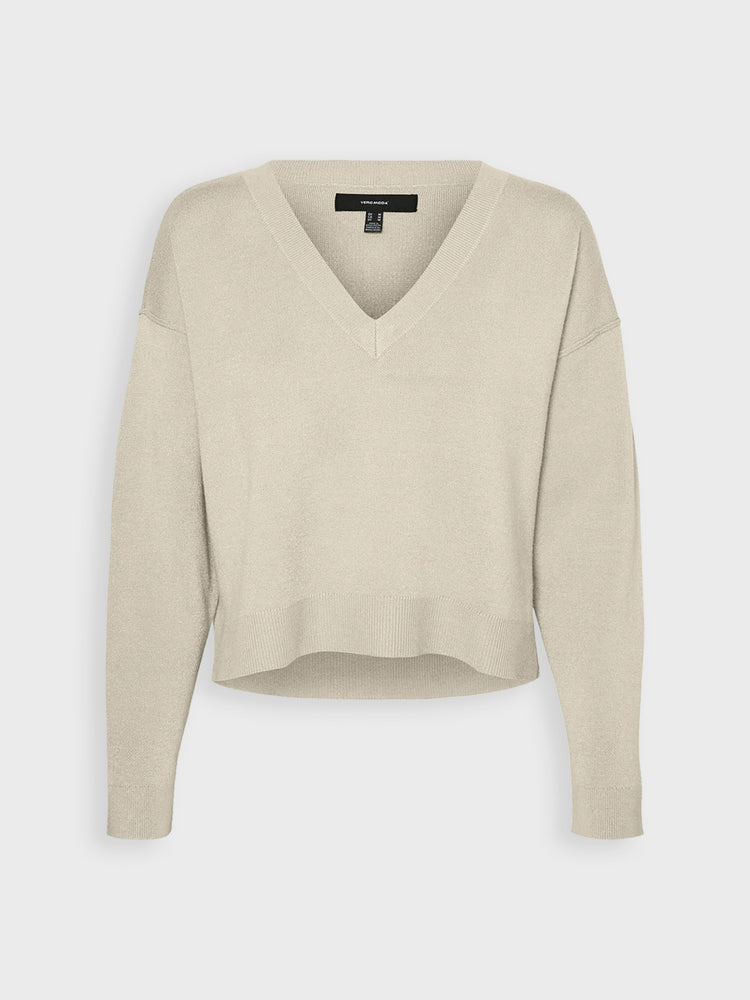 Γυναικεία μπλούζα πλεκτή cropped VMGOLD LINK LS V-NECK CROPPED PULL. 10311403 | 10311403