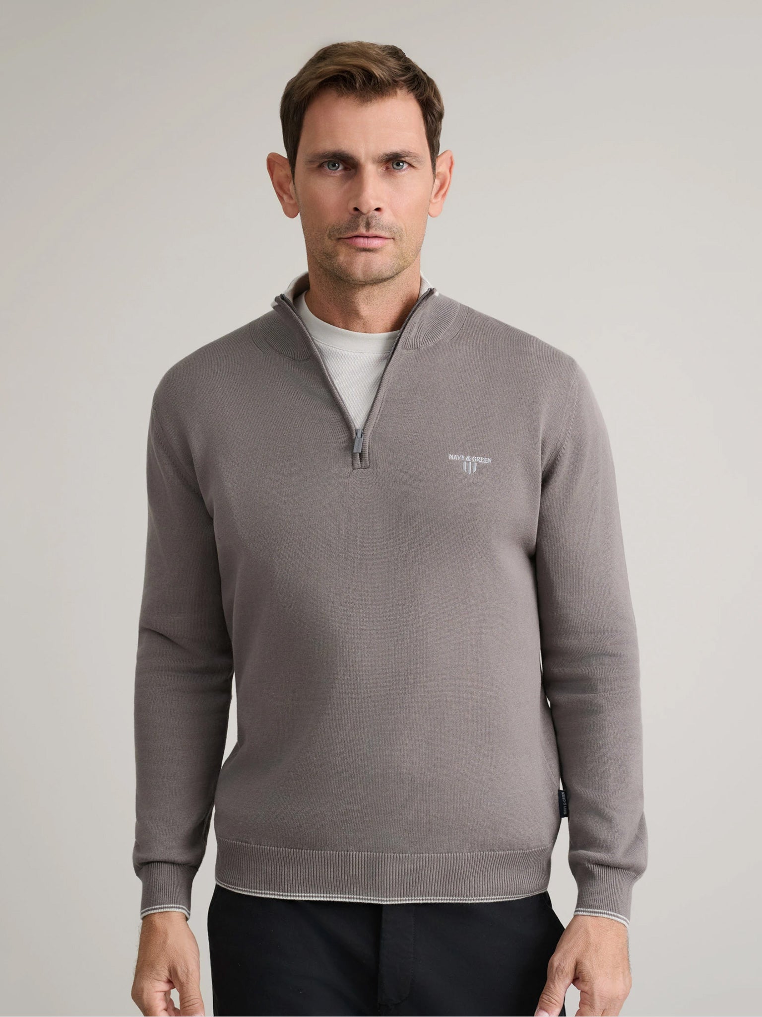 Ανδρική μπλούζα πλεκτή Warm grey 24YM.923/LZ.4 | 24YM.923/LZ.4