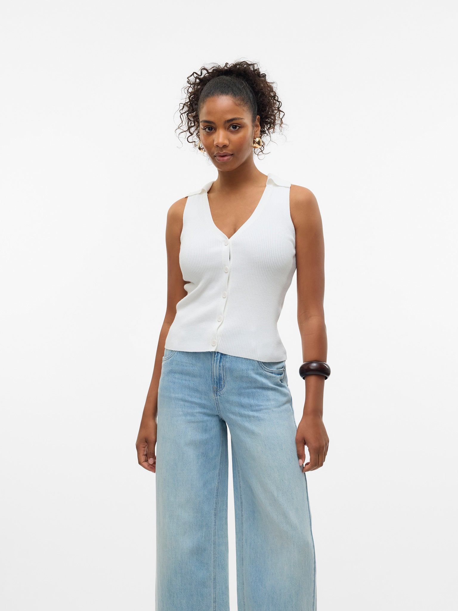 Γυναικεία αμάνικη μπλούζα VMWILLOW SL V-NECK POLO TOP 10330770 | 10330770