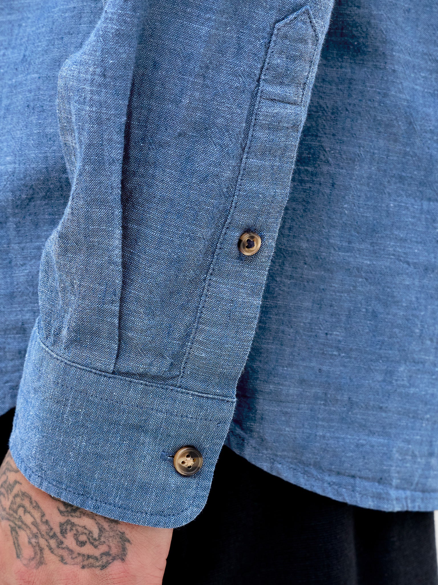 Ανδρικό πουκάμισο mao γιακάς navy JJESUMMER LINEN BLEND BAND SHIRT 12289184 | 12289184