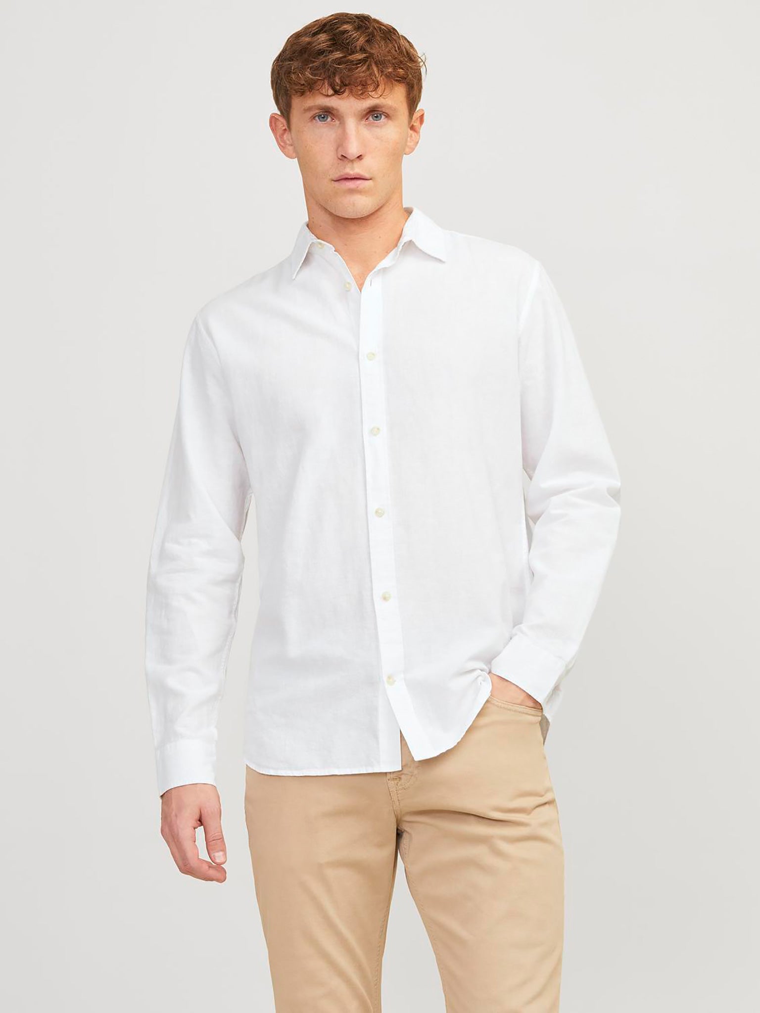 Ανδρικό πουκάμισο λινό JJESUMMER LINEN BLEND SHIRT LS SN 12248384 | 12248384