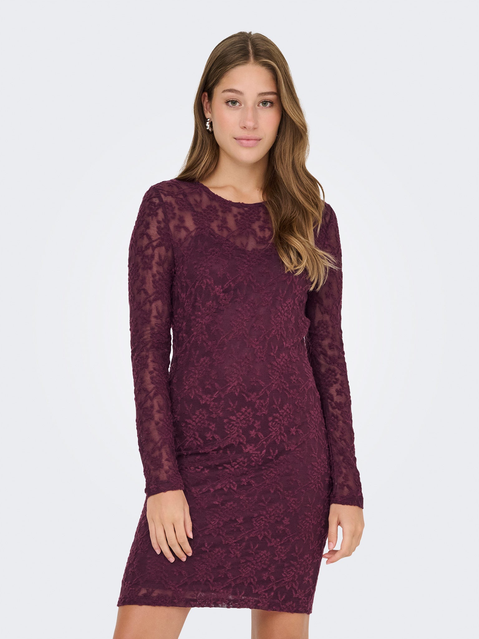 Γυναικείο φόρεμα με διαφάνεια ONLBLAISE L/S O-NECK DRESS JRS 15356156 | 15356156