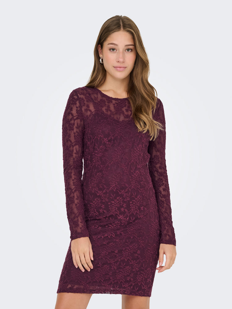 Γυναικείο φόρεμα με διαφάνεια ONLBLAISE L/S O-NECK DRESS JRS 15356156 | 15356156
