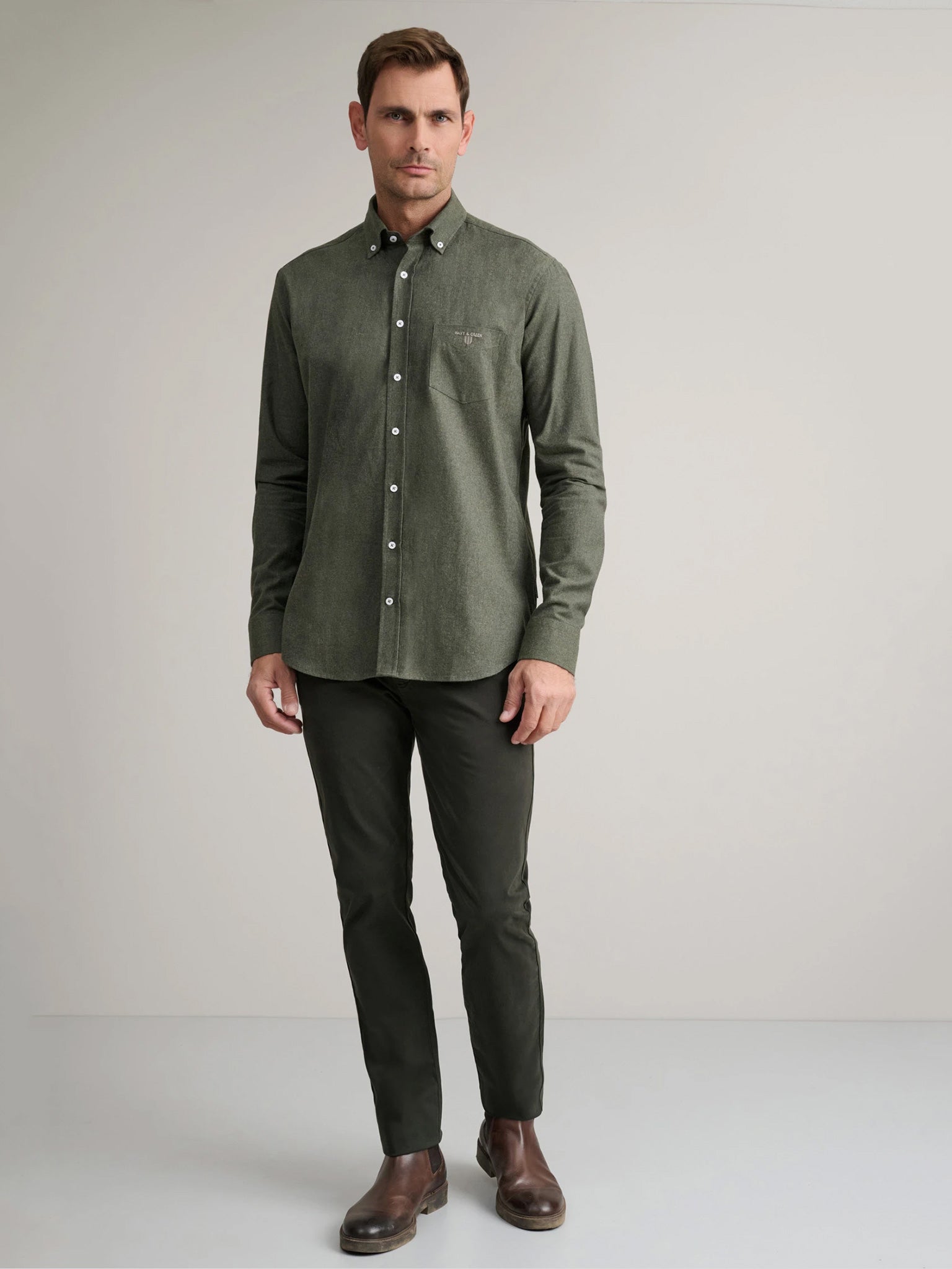 Ανδρικό πουκάμισο deep olive 24NG.CA269/1B | 24NG.CA269/1B