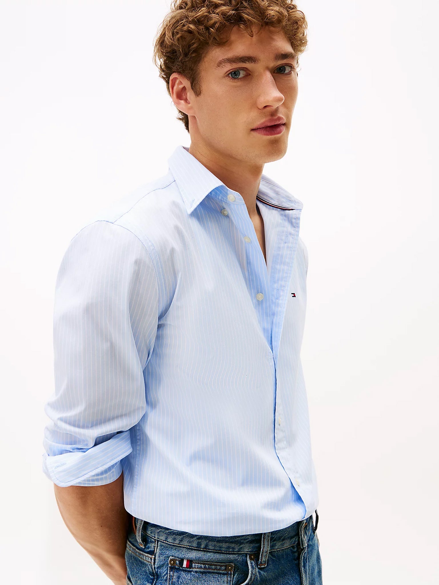 Ανδρικό πουκάμισο ριγέ CORE HAIRLINE POPLIN RF SHIRT MW0MW413990A4 | MW0MW413990A4