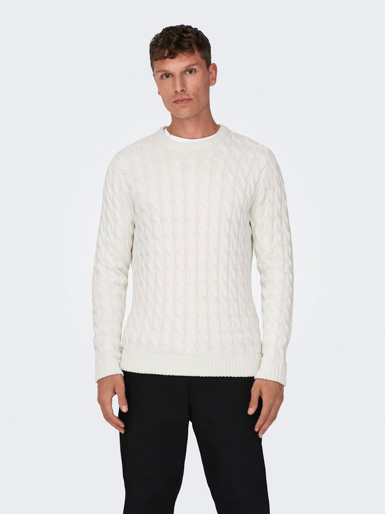 Ανδρική μπλούζα πλεκτή ONSKICKER LIFE REG 3 CABLE CREW KNIT 22026504 | 22026504