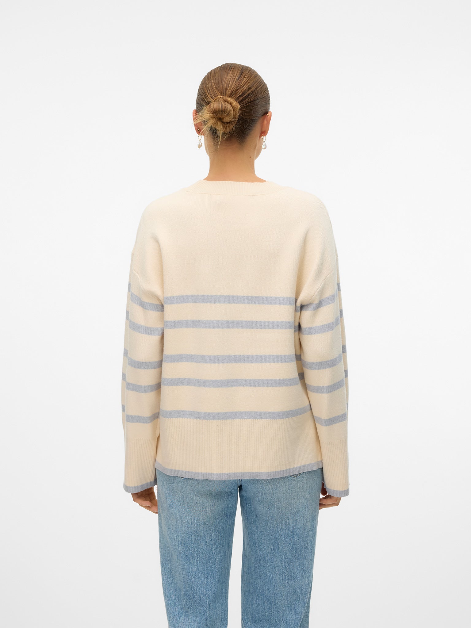 Γυναικεία μπλούζα πλεκτή VMSABA LS O-NECK STRIPE PULLOVER GA NOOS 10278319 | 10278319