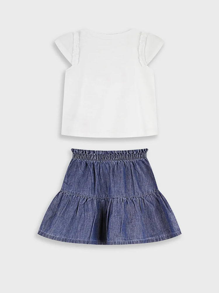Παιδικό σετ με φούστα τζιν | 15-226321-0