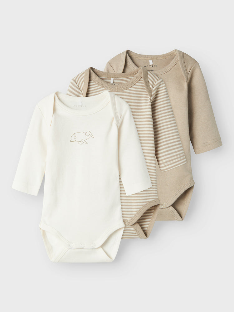 Βρεφικά κορμάκια σετ 3 τεμ NBNBODY 3P LS Y/D CORE 2 NOOS 13235147 | 13235147