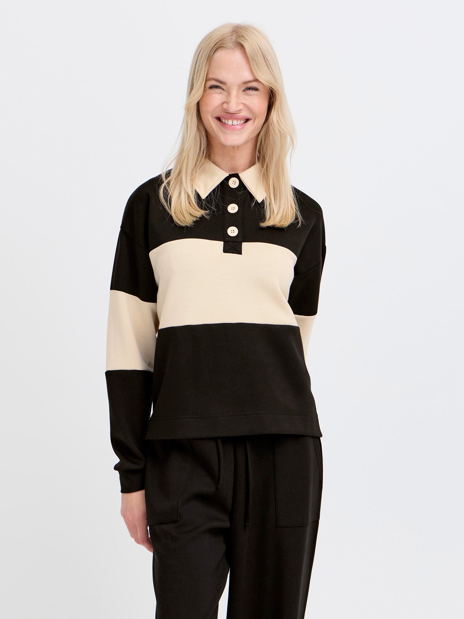 Γυναικεία μπλούζα polo BYPUSTI CONTRAST POLO PULLOVER 20818054 | 20818054