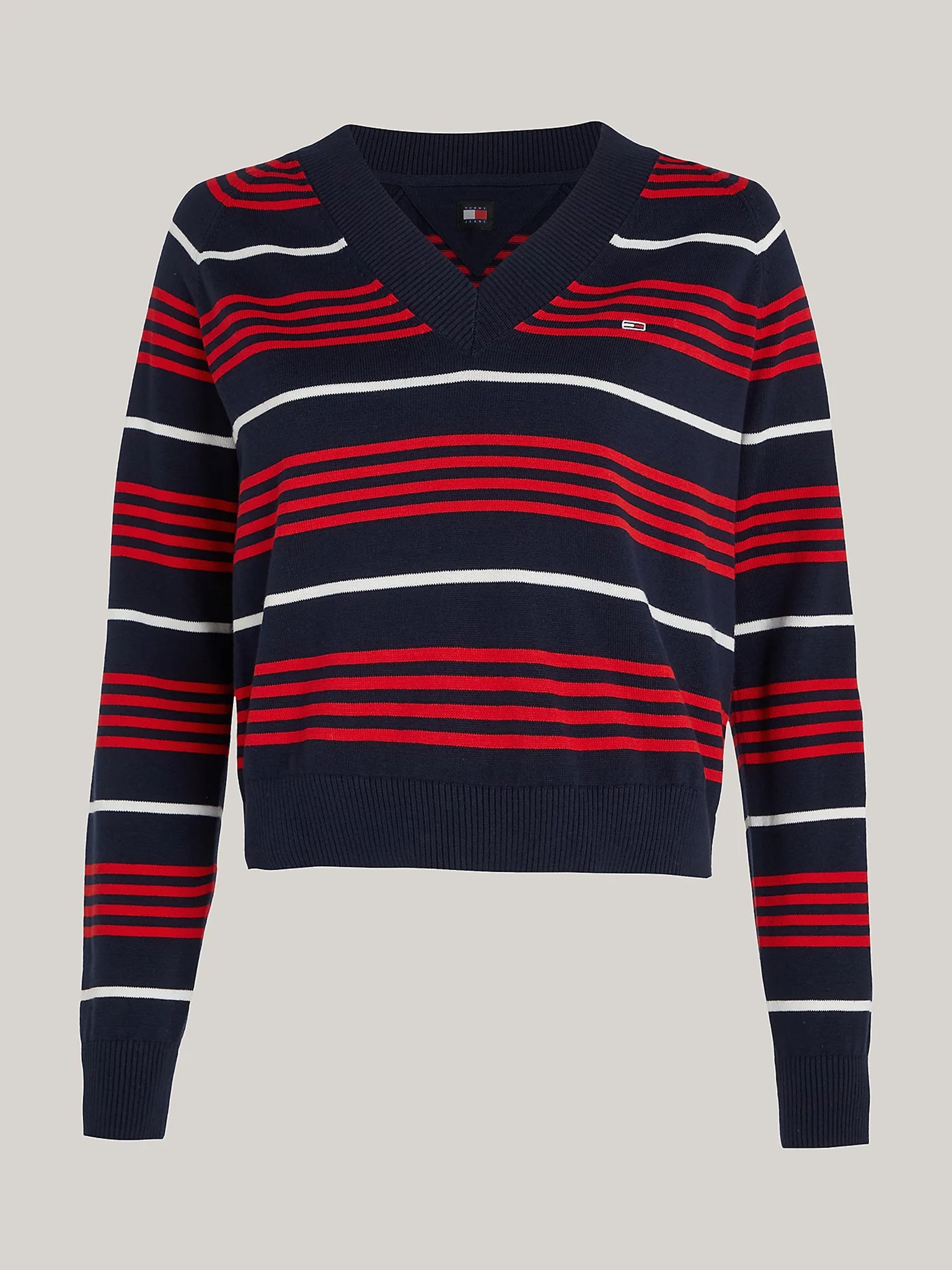 Γυναικεία μπλούζα πλεκτή TJW V-NECK STRIPE SWEATER DW0DW18652C1G | DW0DW18652C1G