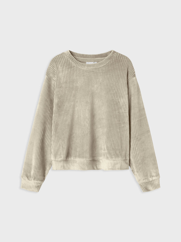 Εφηβική μπλούζα βελούδο Cement NKFVELOA LS VELVET SHORT TOP 13235119 | 13235119