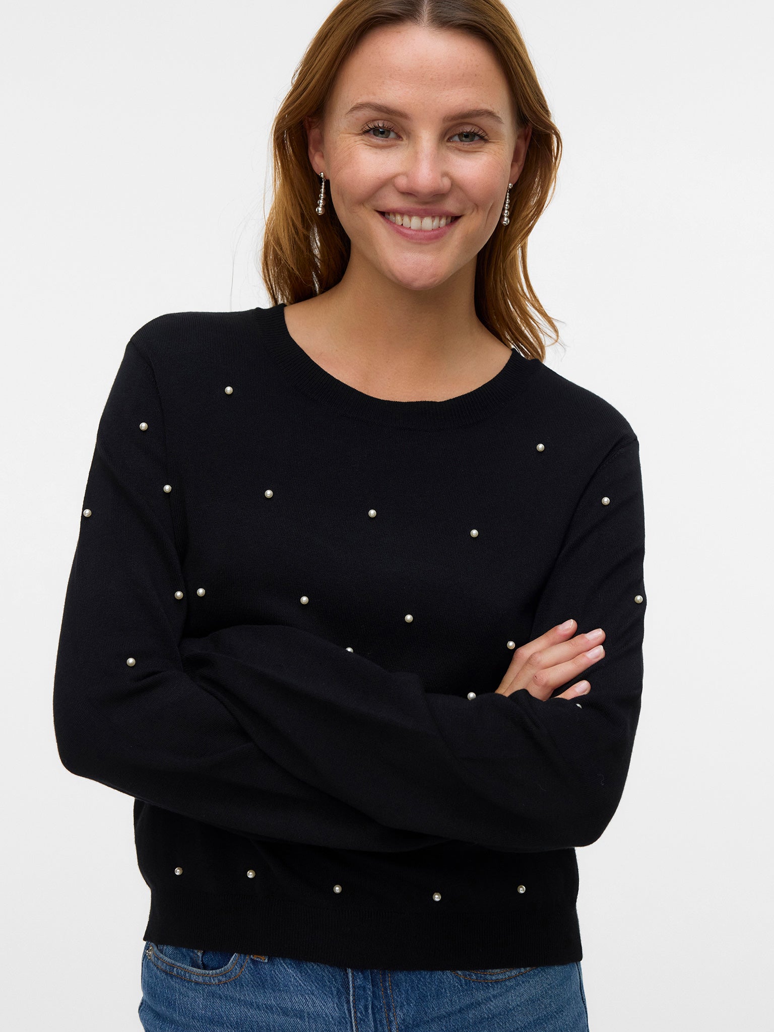 Γυναικεία μπλούζα πέρλες VMGLORY PEARL LS O-NECK PULLOVER 10331386 | 10331386