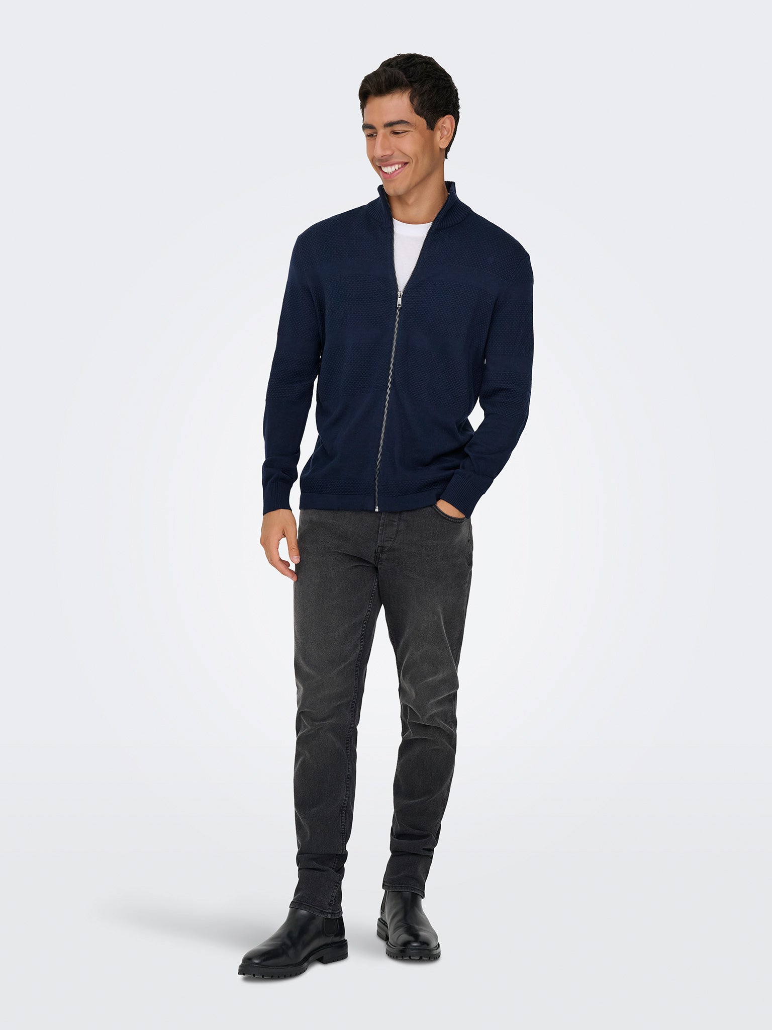 Ανδρική ζακέτα πλεκτή ONSMALIK REG 12 PIN ZIP CARD KNIT NOOS 22033304 | 22033304