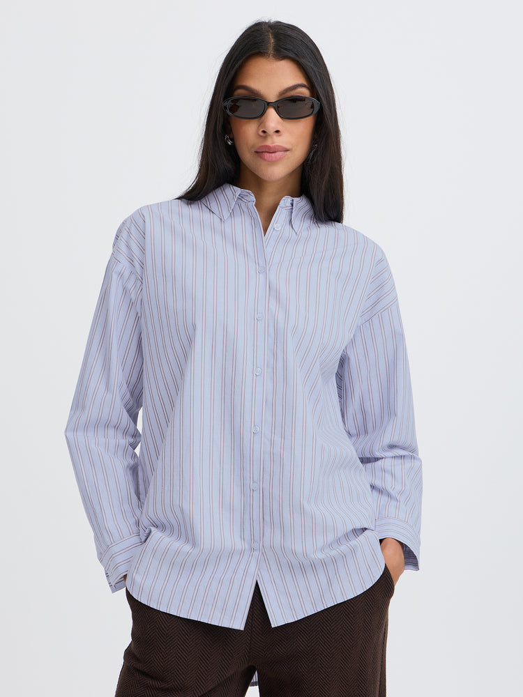 Γυναικείο πουκάμισο ριγέ BYHENE Skjorte Chambray Blue Stripe 20819702 | 20819702