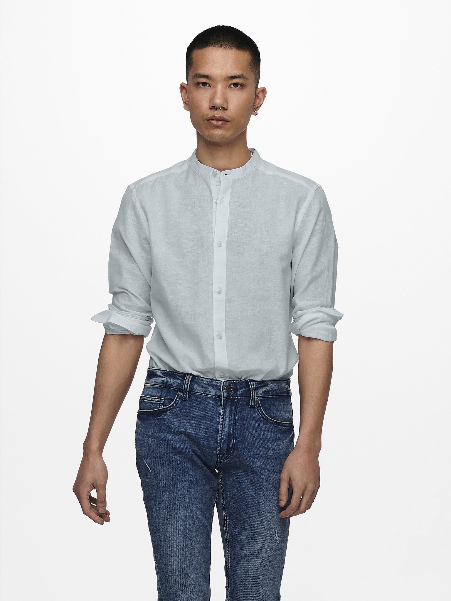 Ανδρικό πουκάμισο ONSCAIDEN LIFE LS LINEN BLEND MAO NOOS 22019173 | 22019173