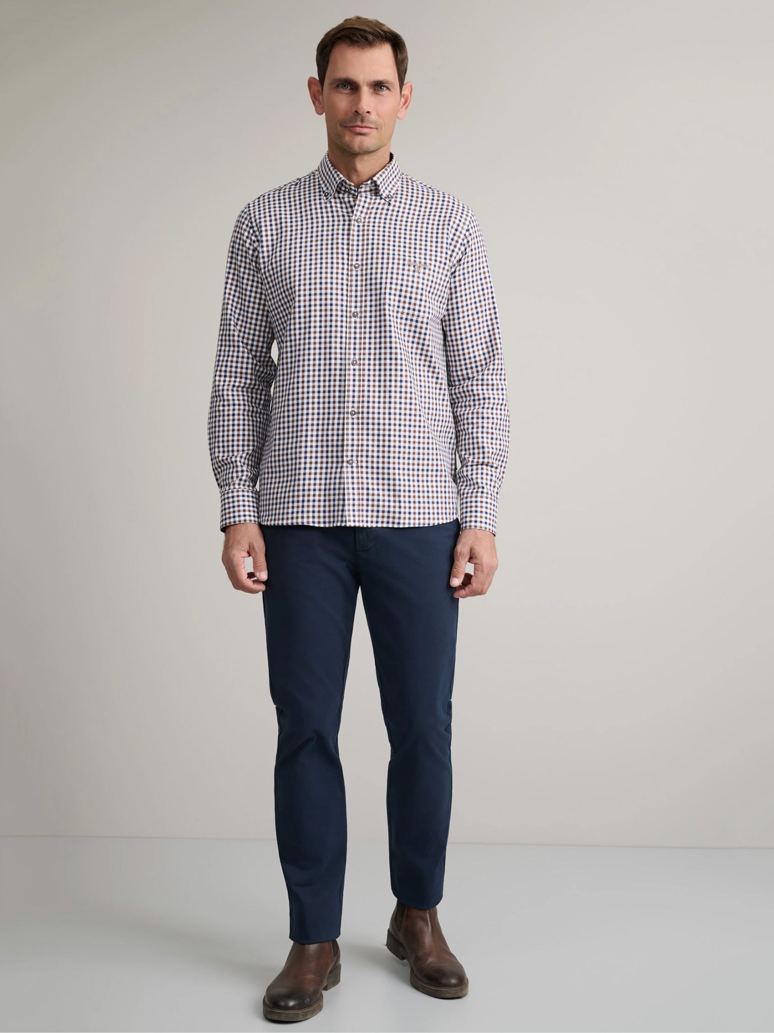 Ανδρικό πουκάμισο καρό blue/brown/white 24NG.CR113/1B | 24NG.CR113/1B