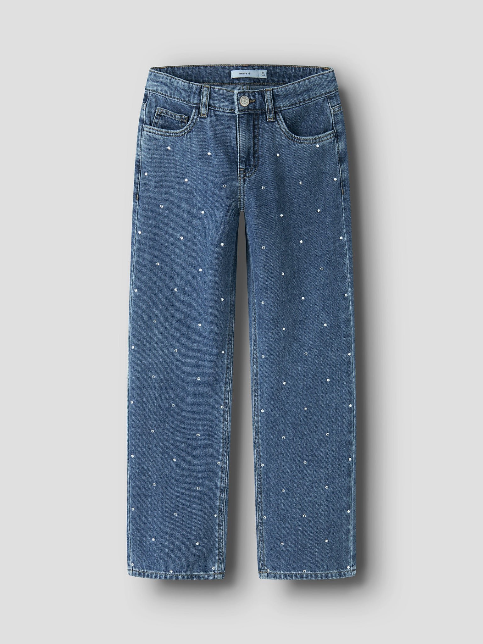 Εφηβικό παντελόνι τζιν με στρας NKFROSE STRAIGH RHINE JEANS 13218358 | 13218358