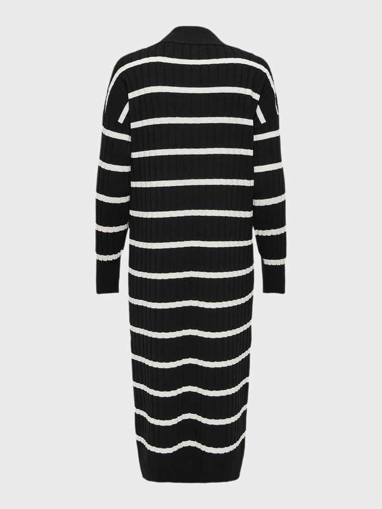 Γυναικείο φόρεμα ριγέ ONLNEW TESSA L/S MIDI V DRESS KNT NOOS 15236372 | 15236372