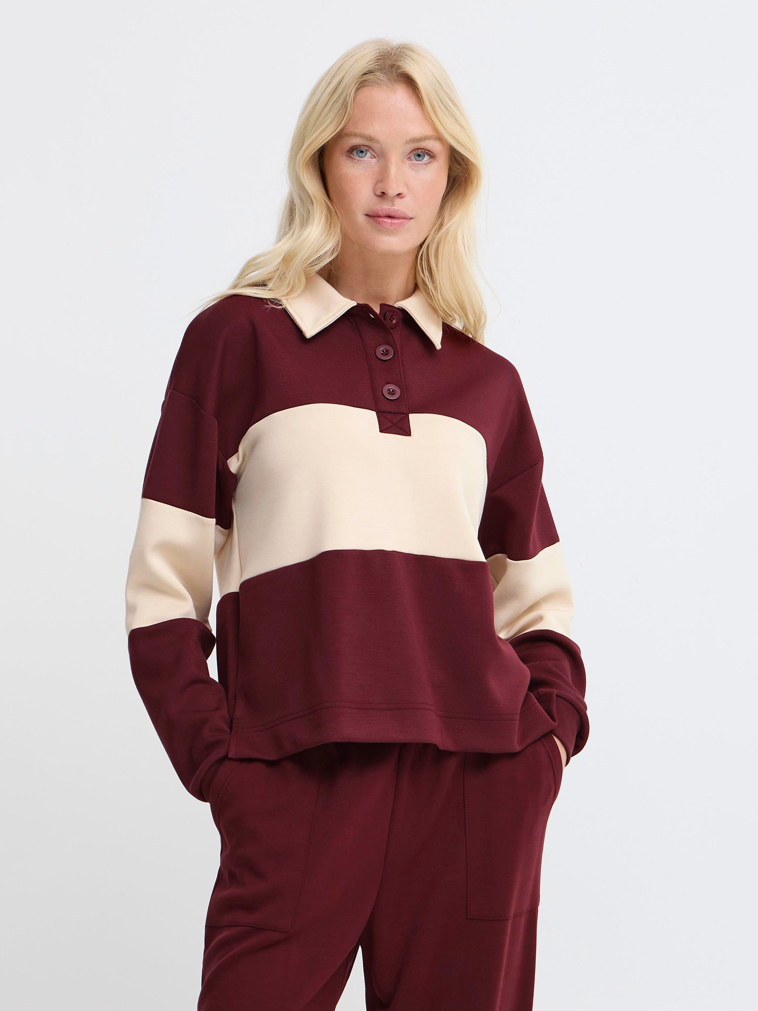 Γυναικεία μπλούζα polo BYPUSTI CONTRAST POLO PULLOVER 20818054 | 20818054