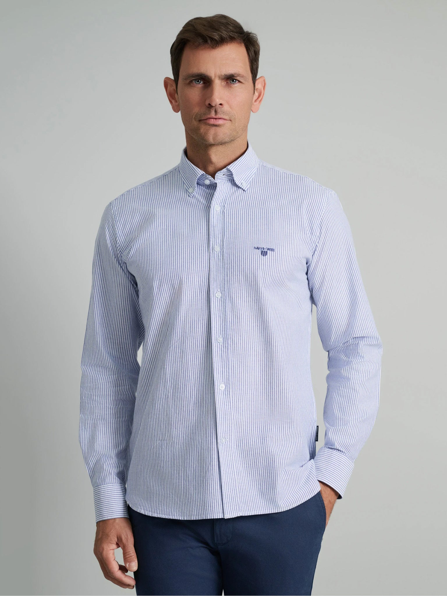 Ανδρικό πουκάμισο ριγέ faded blue/white 24NG.SD143/1B.1 | 24NG.SD143/1B.1