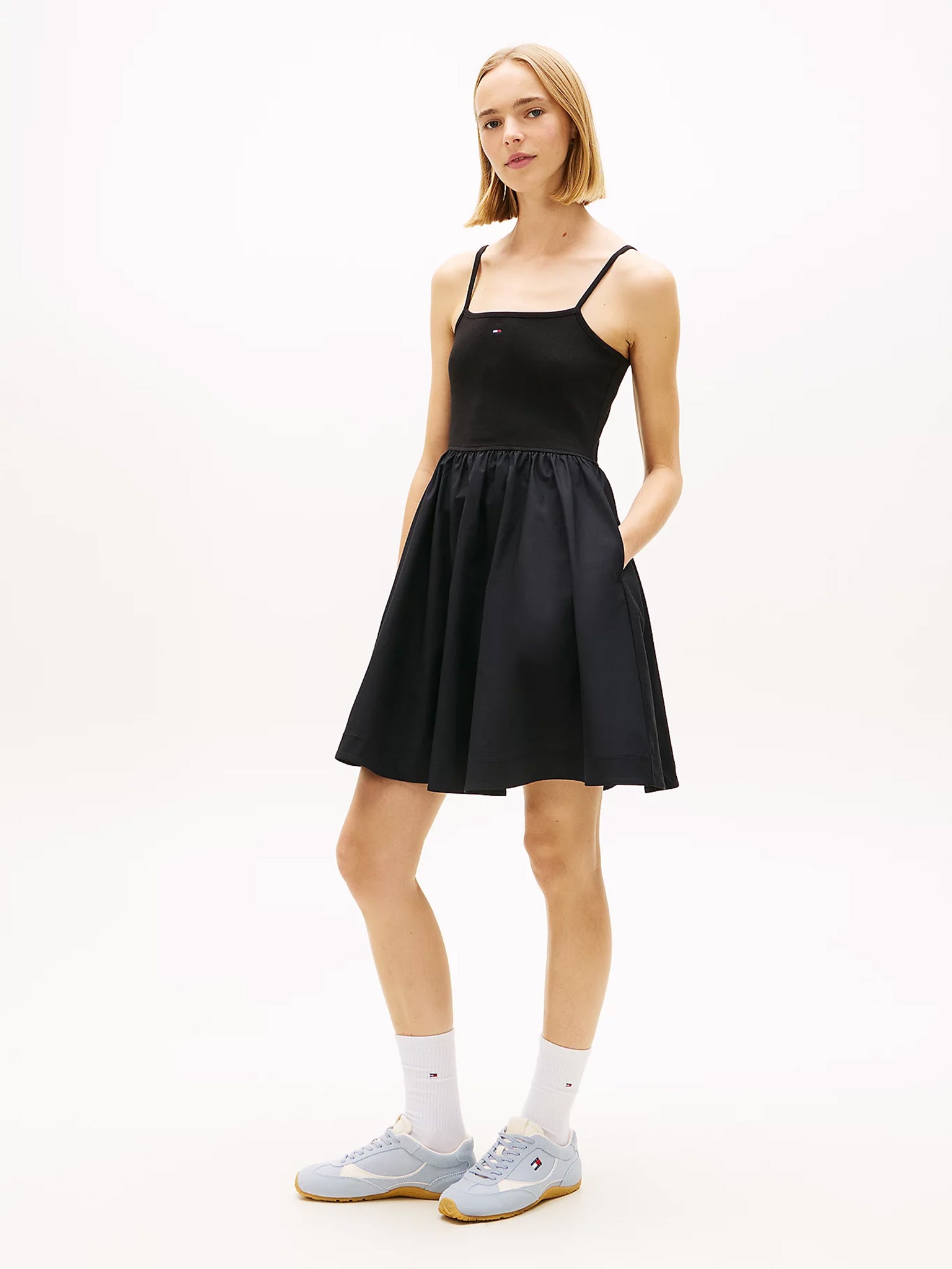 Γυναικείο φόρεμα mini TJW RIB POPLIN MIX STRAPPY DRESS DW0DW22352BDS | DW0DW22352BDS