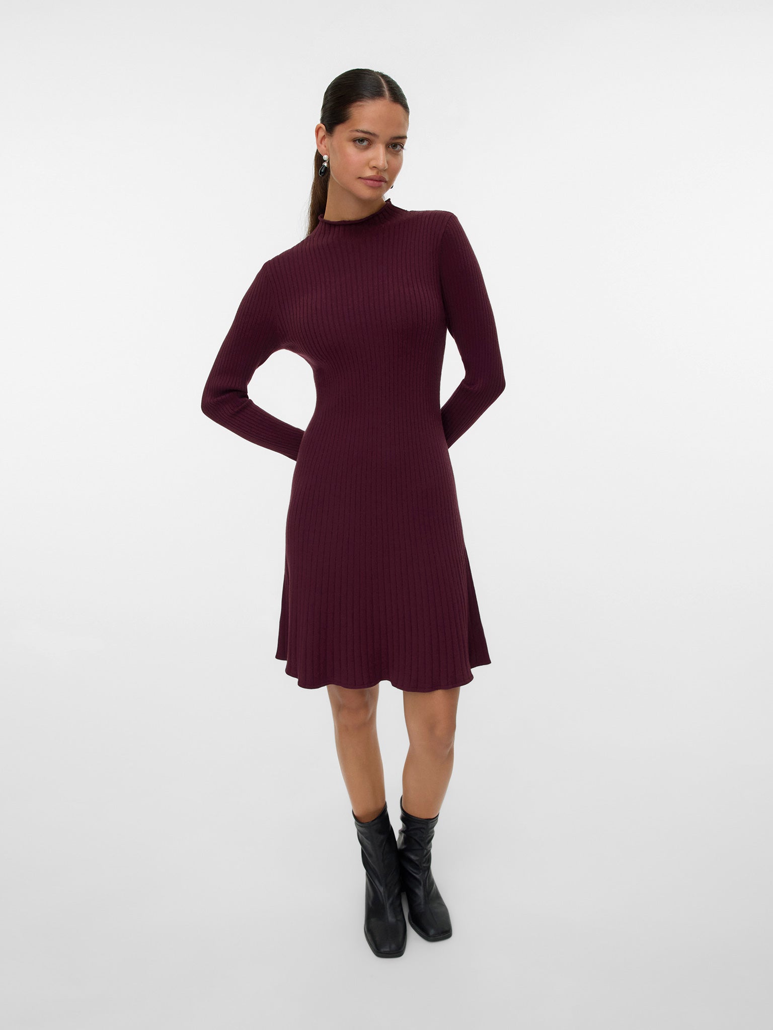 Γυναικείο φόρεμα πλεκτό VMNANCY RIB LS FUNLNCK SKATER DRESS 10331280 | 10331280