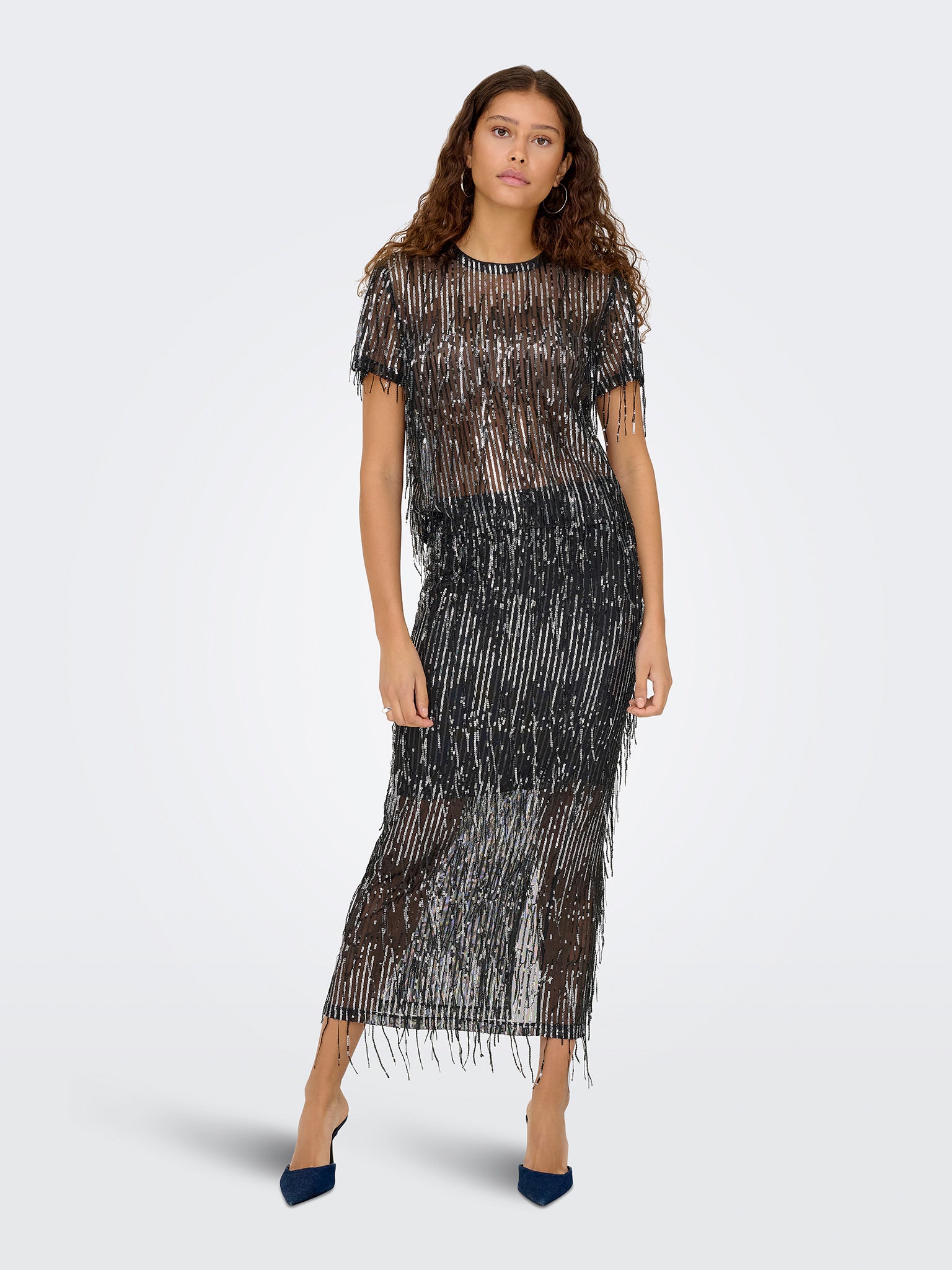 Γυναικεία μπλούζα παγιέτας ONLSPACY SS SEQUINS TOP WVN 15359928 | 15359928