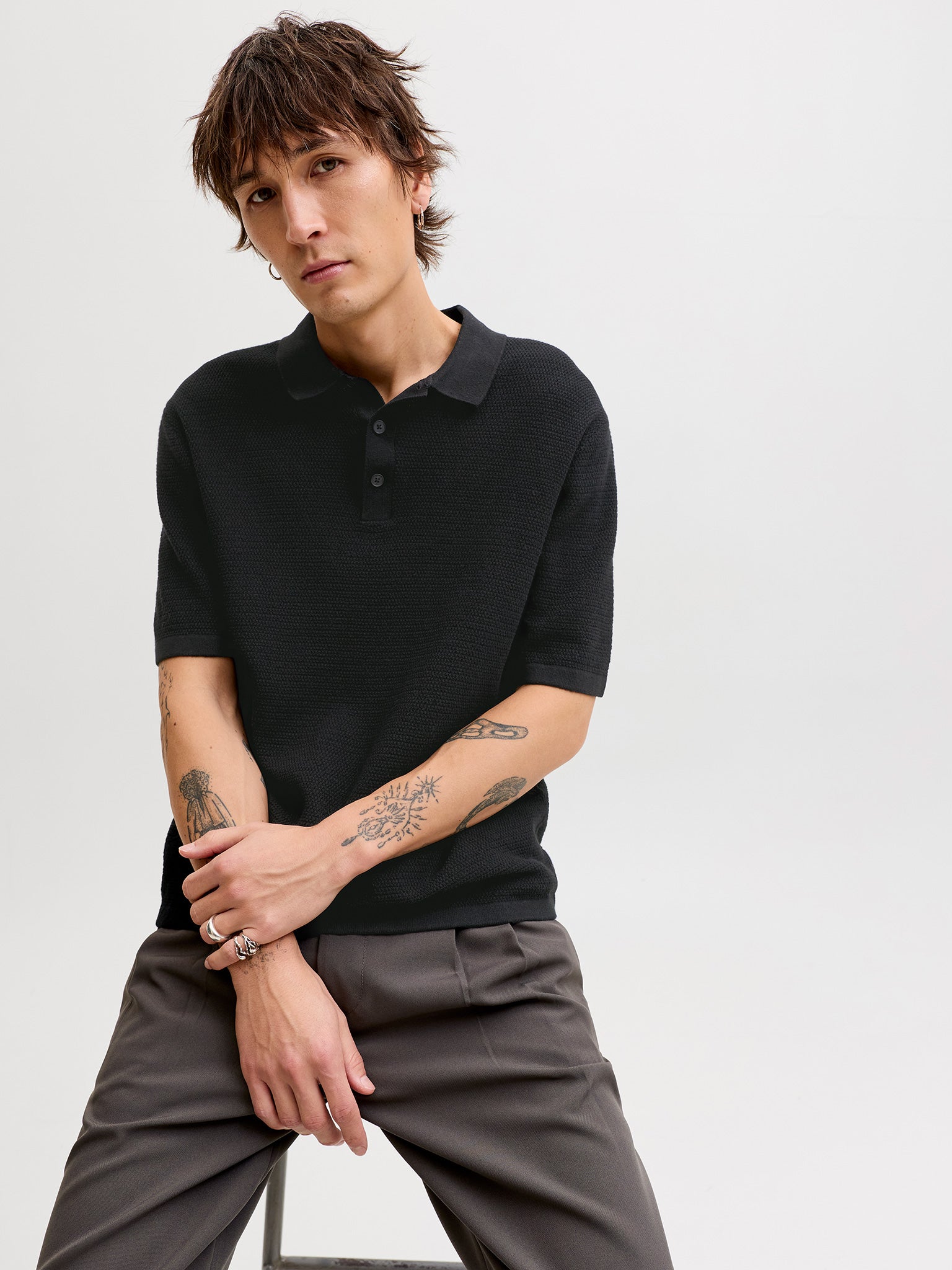 Ανδρικό polo πλεκτό JJEGEORGE KNIT POLO SS SN 12268281 | 12268281