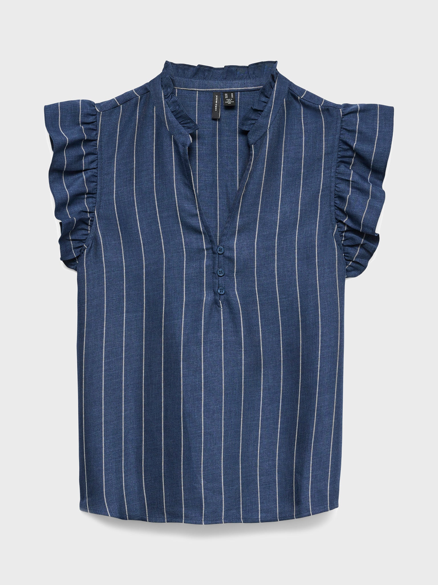 Γυναικεία μπλούζα ριγέ VMODETTE SS V-NECK TOP WVN EXP 10343780 | 10343780