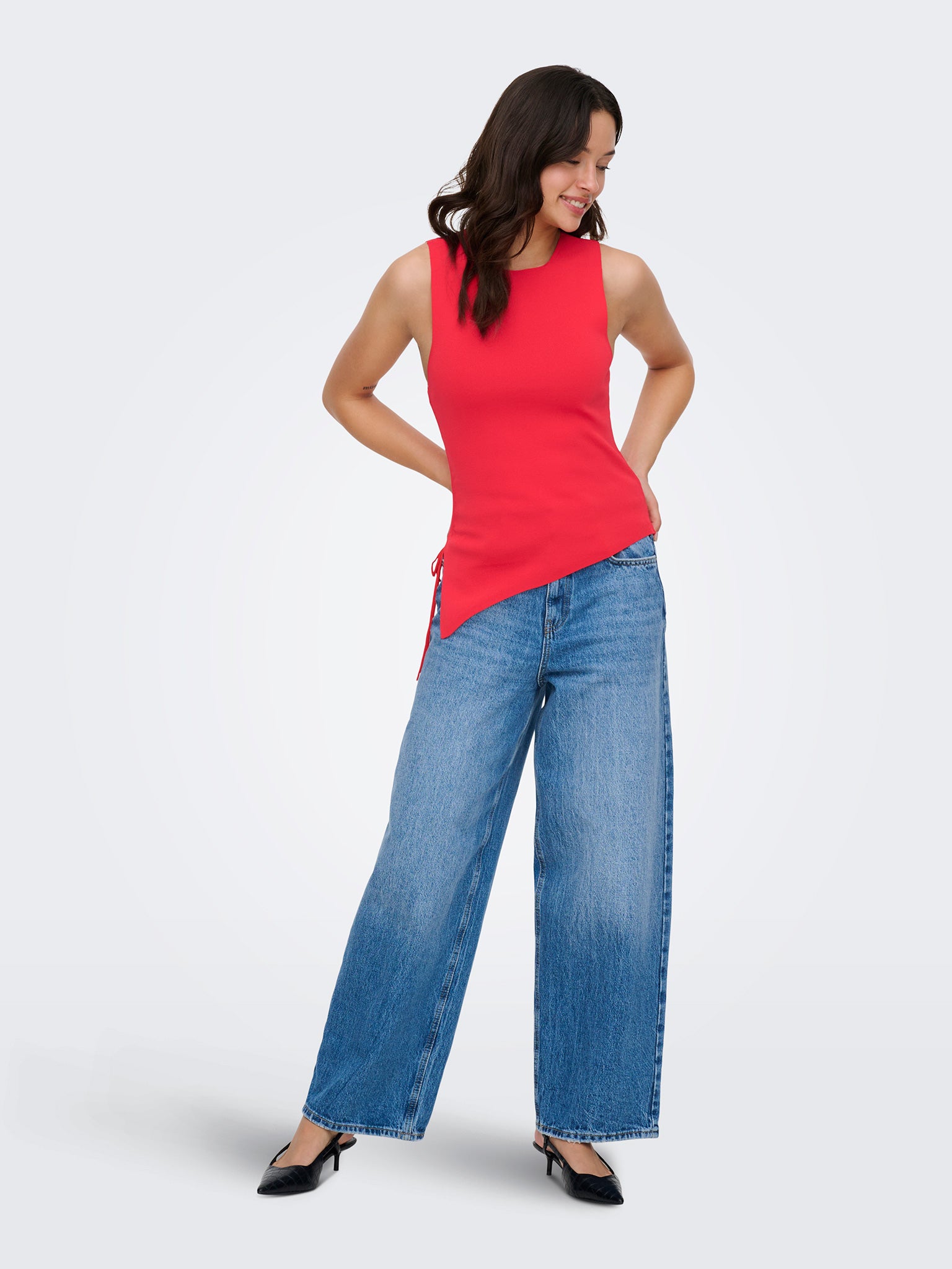 Γυναικεία μπλούζα πλεκτή ONLMILO SL O-NECK STRING TOP 15373285 | 15373285