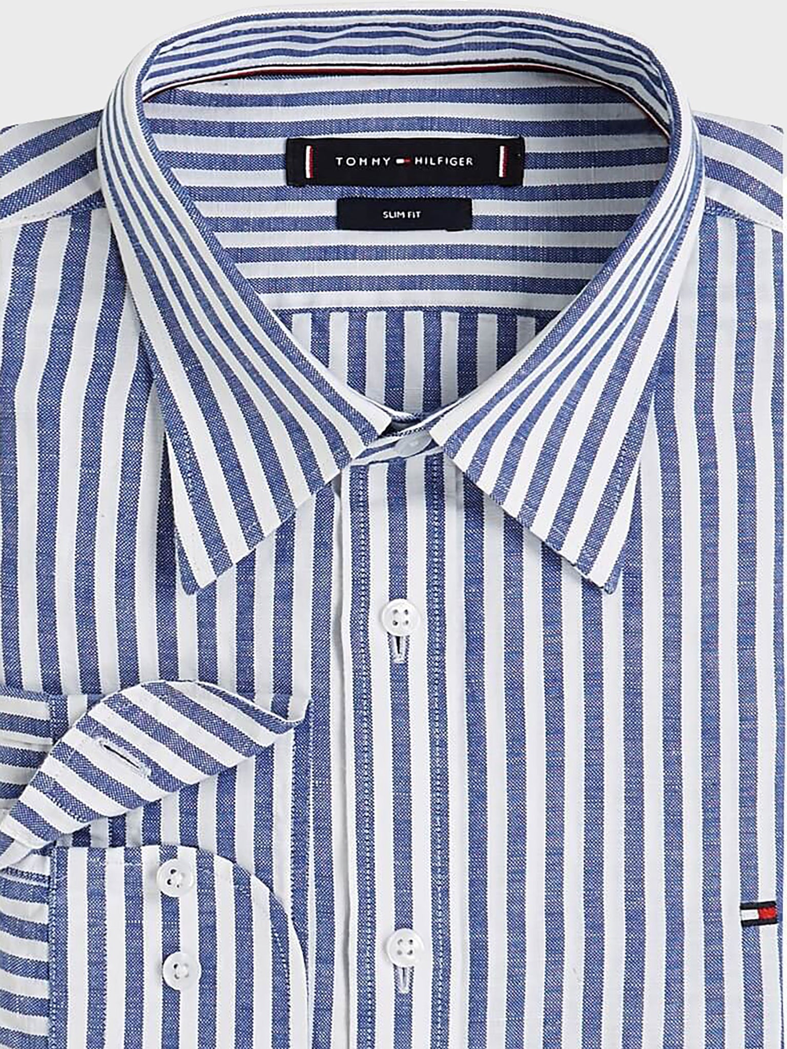Ανδρικό πουκάμισο ριγέ CL W-CO LINEN STP SF SHIRT MW0MW389640BH | MW0MW389640BH