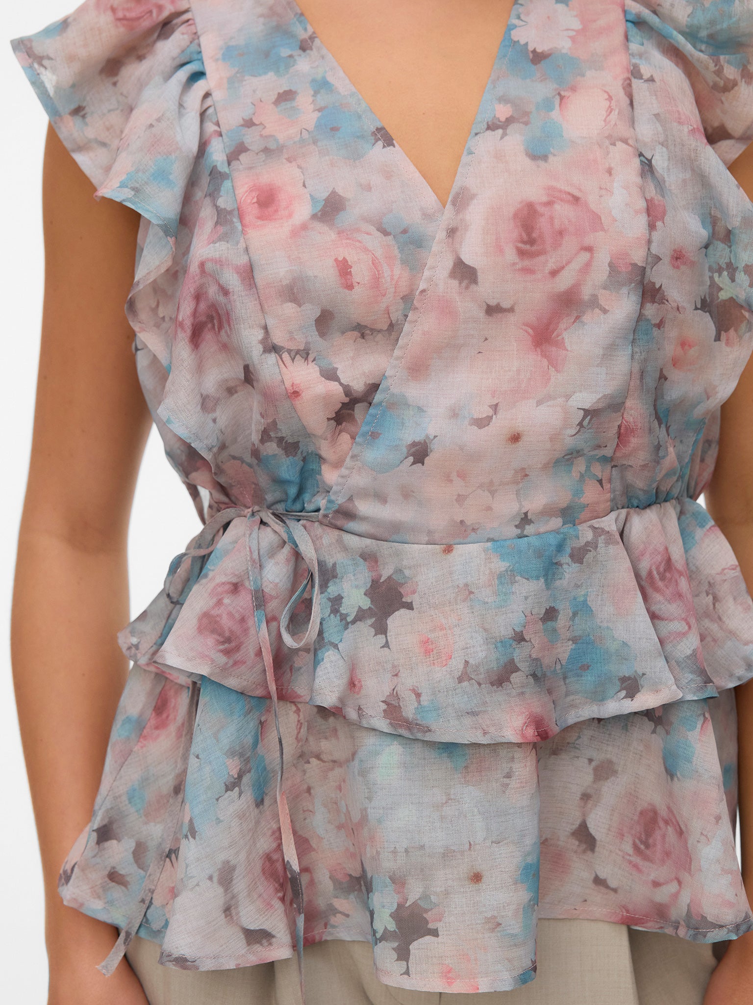 Γυναικείο top φλοράλ VMSABRINA SS FLOUNCE TOP WVN EXP 10343869 | 10343869