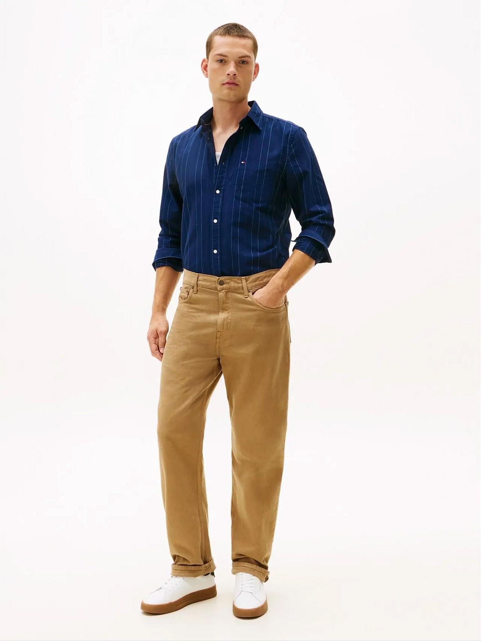 Ανδρικό πουκάμισο oxford HERITAGE OXFORD PIN STRIPE SHIRT MW0MW41694C7G | MW0MW41694C7G