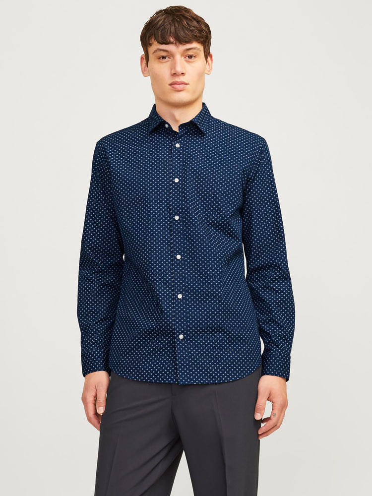 Ανδρικό πουκάμισο μικροσχέδιο JJJOE PRINT SHIRT LS SS24 12254540 | 12254540
