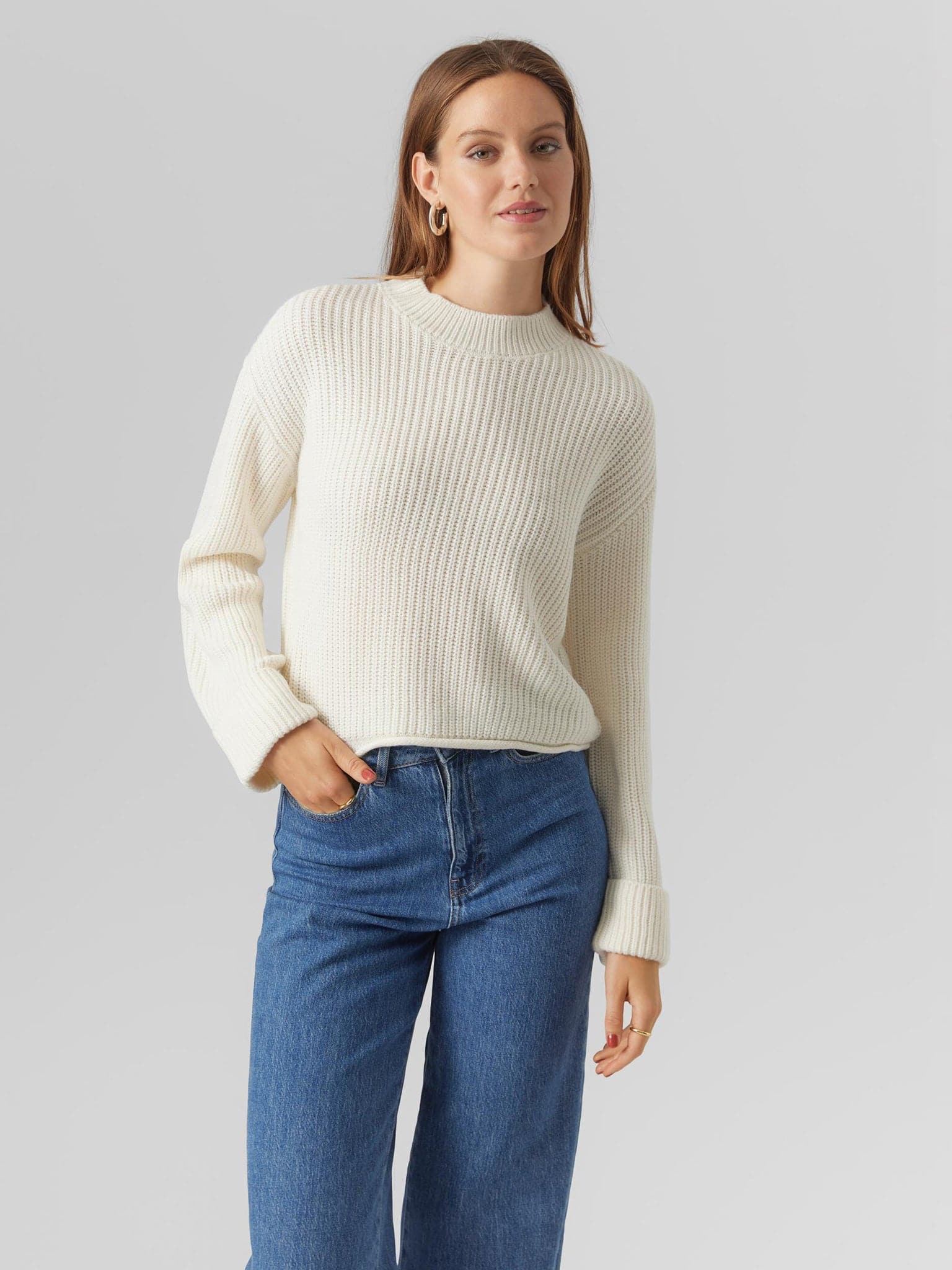 Γυναικεία μπλούζα VMSAYLA FOLD LS O-NECK PULLOVER 10290615 | 10290615