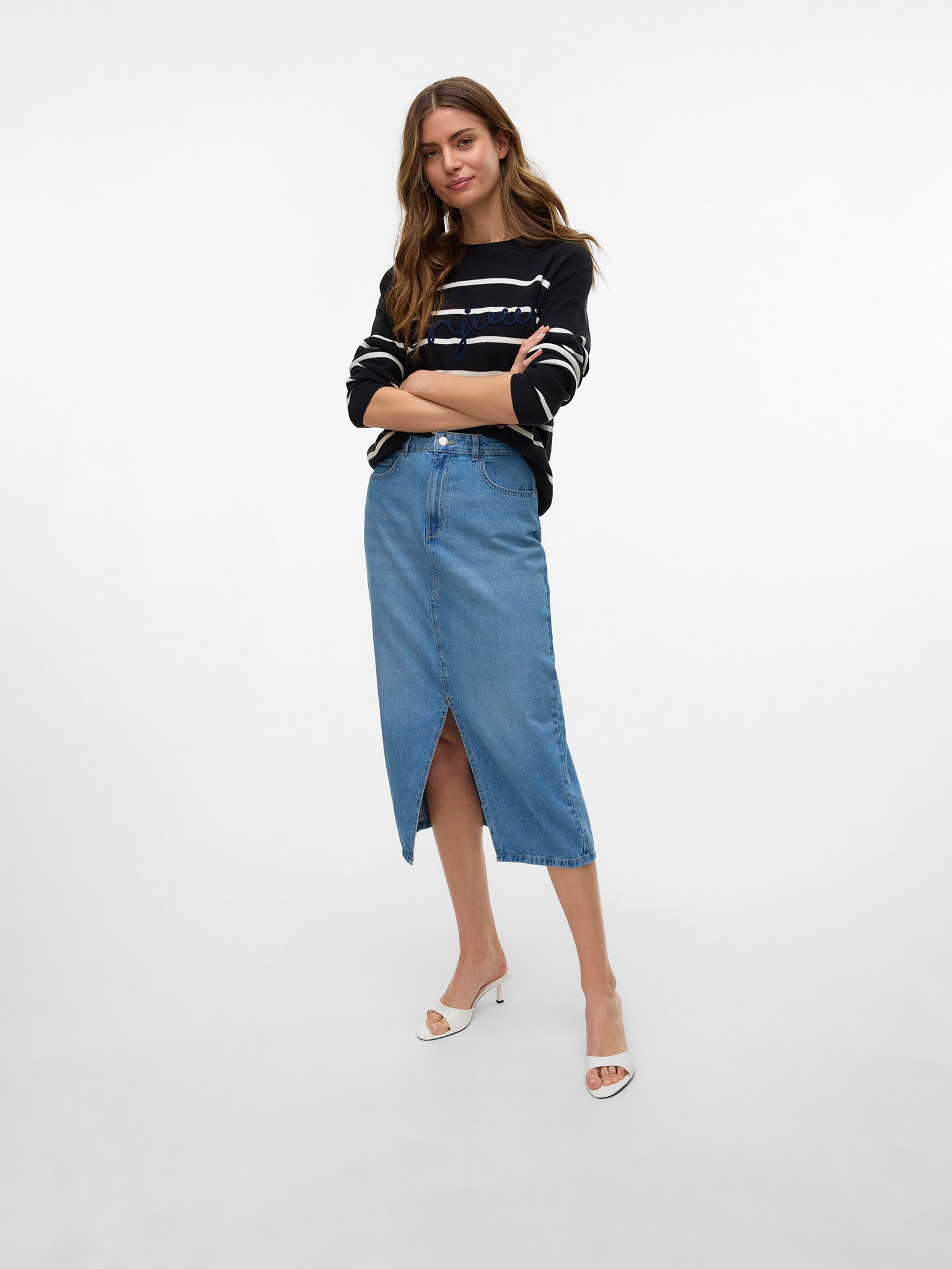 Γυναικεία φούστα τζιν light blue VMELFI HR MIDI SKIRT MIX 10335365 | 10335365