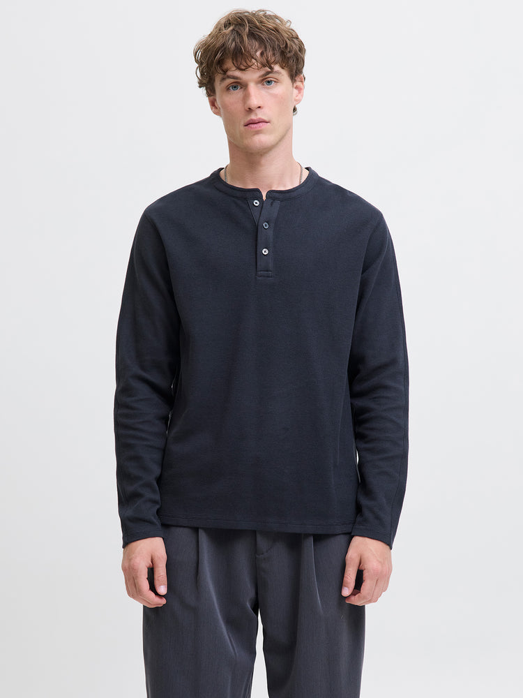 Ανδρική μπλούζα dark navy JPRBLUTYRELL LS HENLEY TEE 12266583 | 12266583
