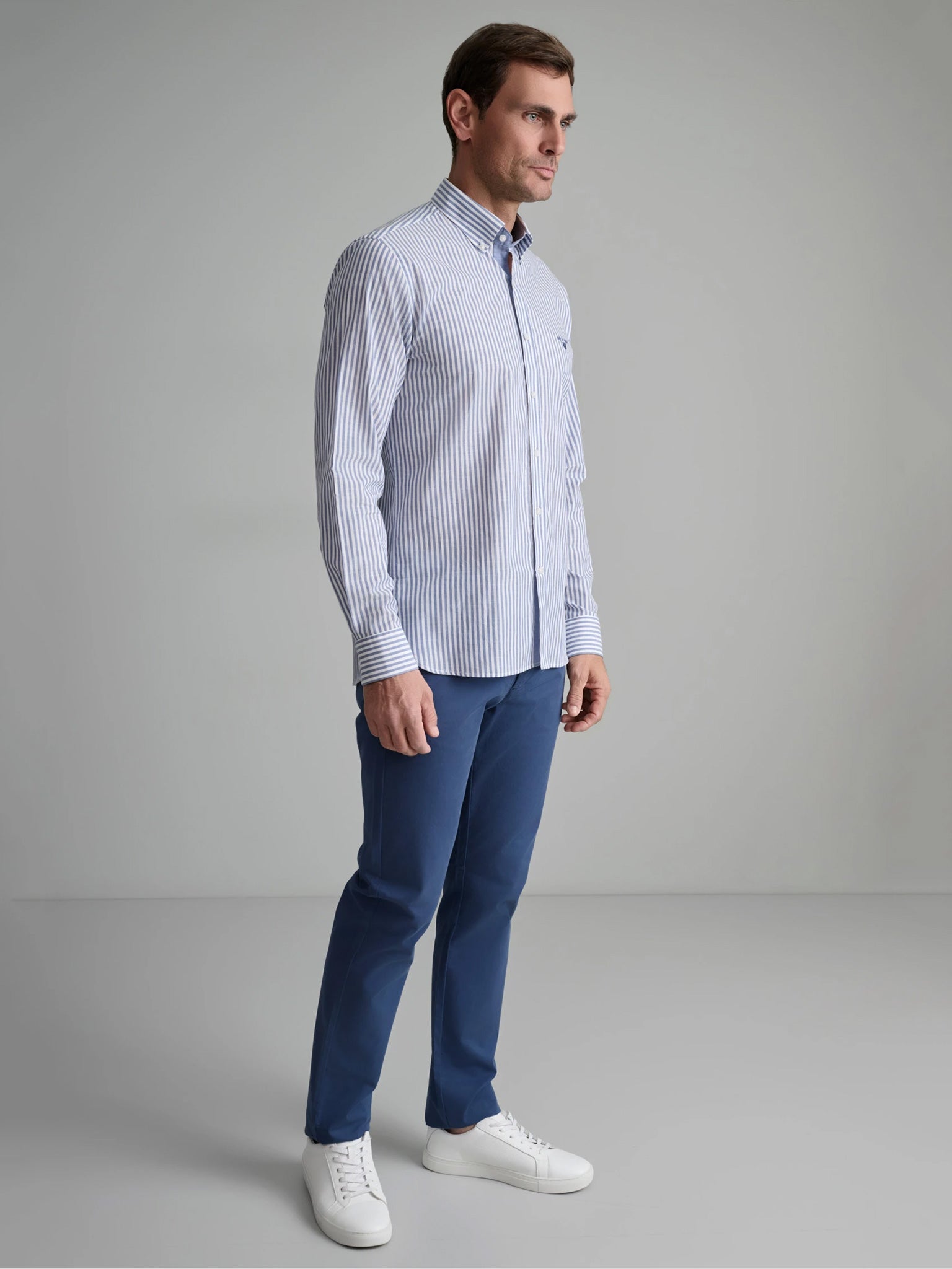 Ανδρικό πουκάμισο ριγέ white/dusty blue 24NG.BX235/1B | 24NG.BX235/1B