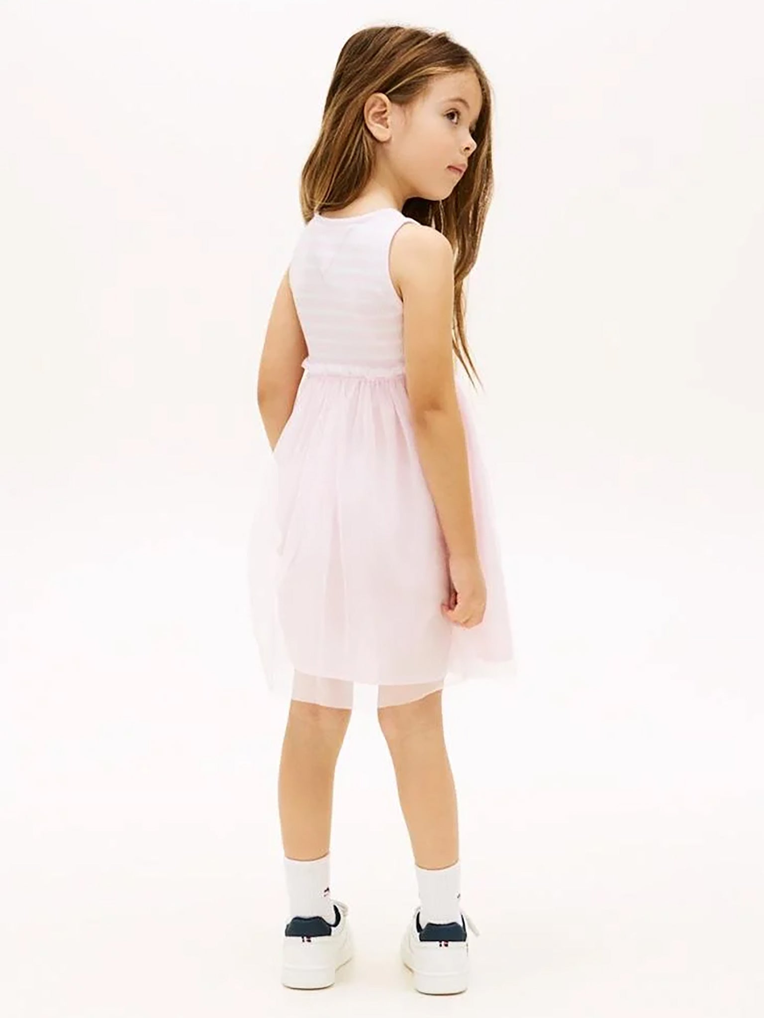 Παιδικό φόρεμα ριπ με τούλι LG COMBI TULLE DRESS KG0KG09156TN9 | KG0KG09156TN9