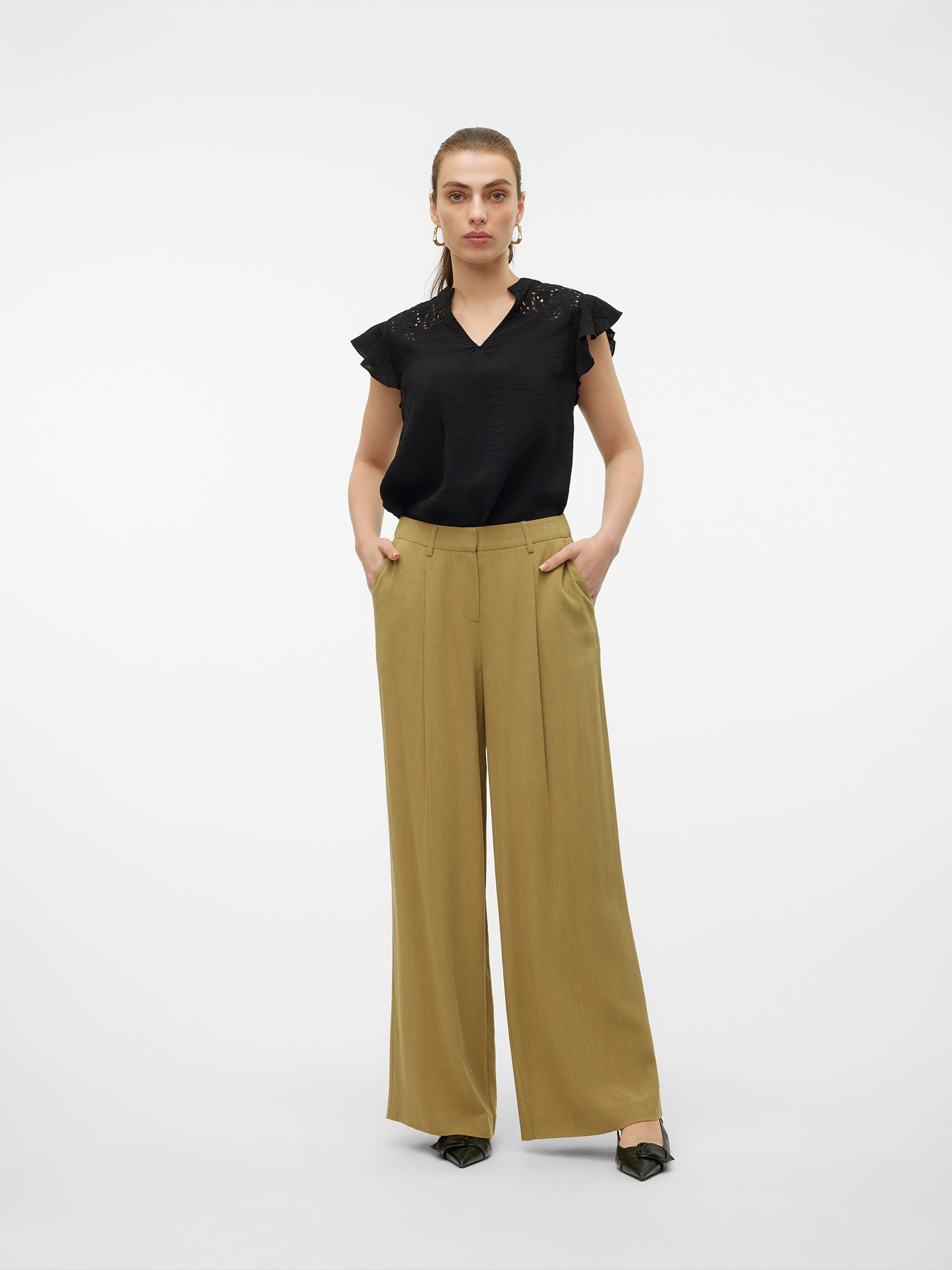 Γυναικεία παντελόνα λινή VMLANI MW WIDE PLEAT PANT 10322108 | 10322108