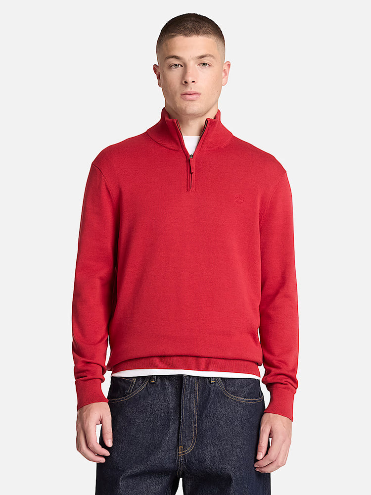 Ανδρική μπλούζα πλεκτή Williams River Cotton Quarter-Zip Jumper for Men in Red TBC0YHAYAI7 | TBC0YHAYAI7