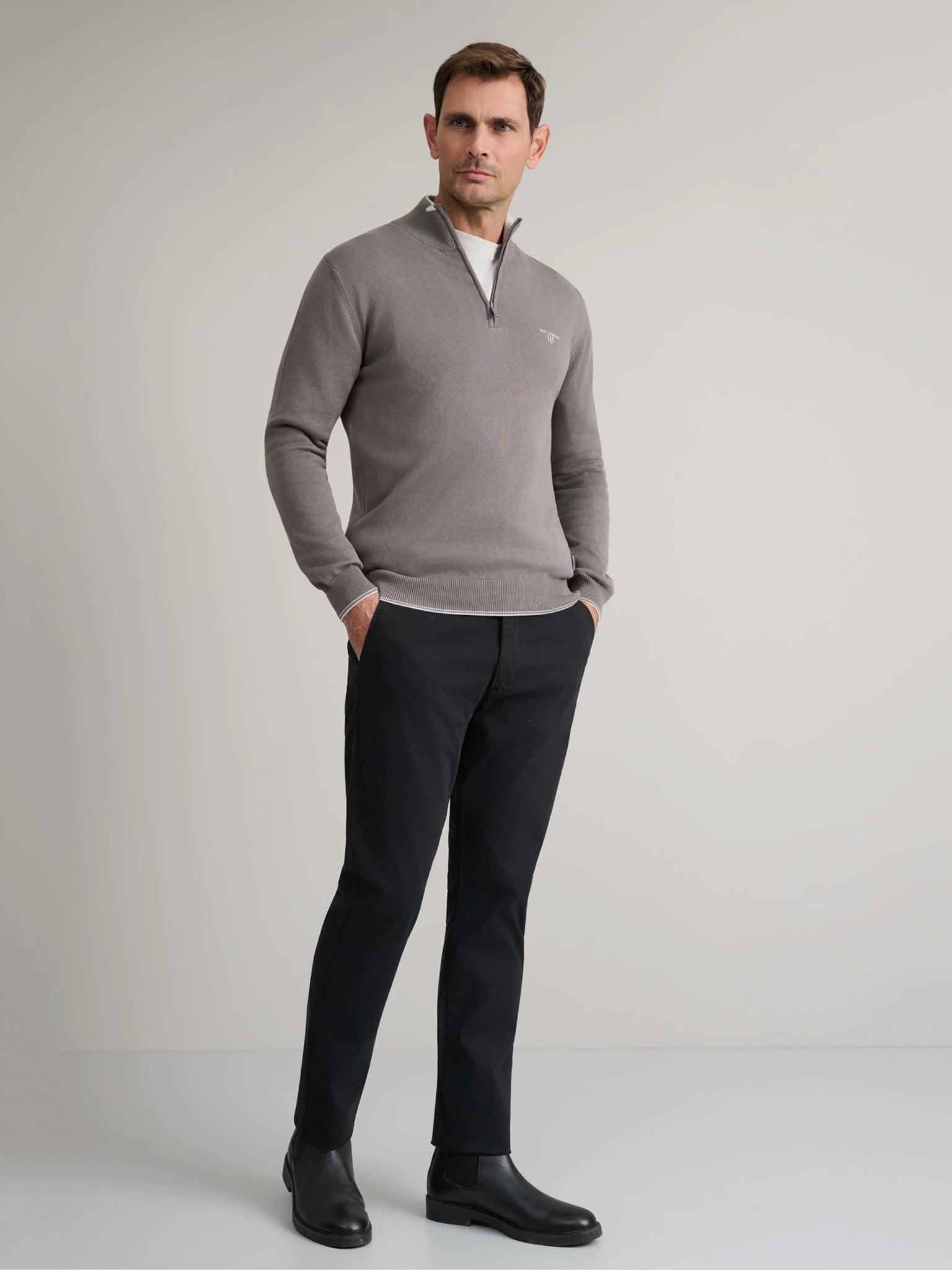 Ανδρική μπλούζα πλεκτή Warm grey 24YM.923/LZ.4 | 24YM.923/LZ.4