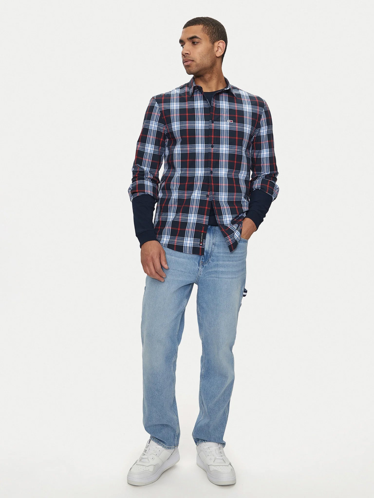 Ανδρικό πουκάμισο καρό TJM REG POPLIN CHECK SHIRT DM0DM19512C1G | DM0DM19512C1G