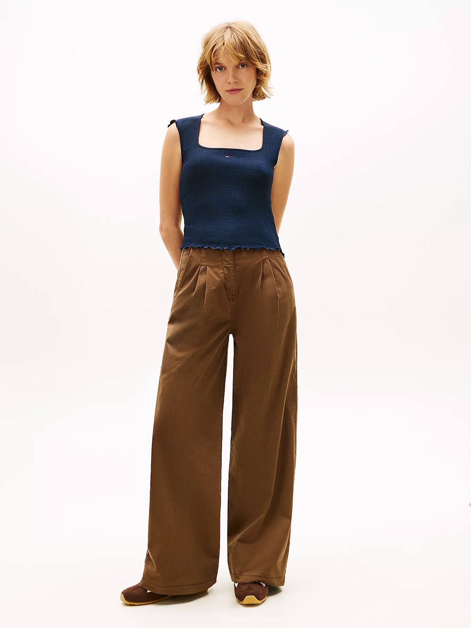 Γυναικεία μπλούζα γκοφρέ TJW SLIM SH SQUARE NCK SMOCK TOP DW0DW22220C1G | DW0DW22220C1G